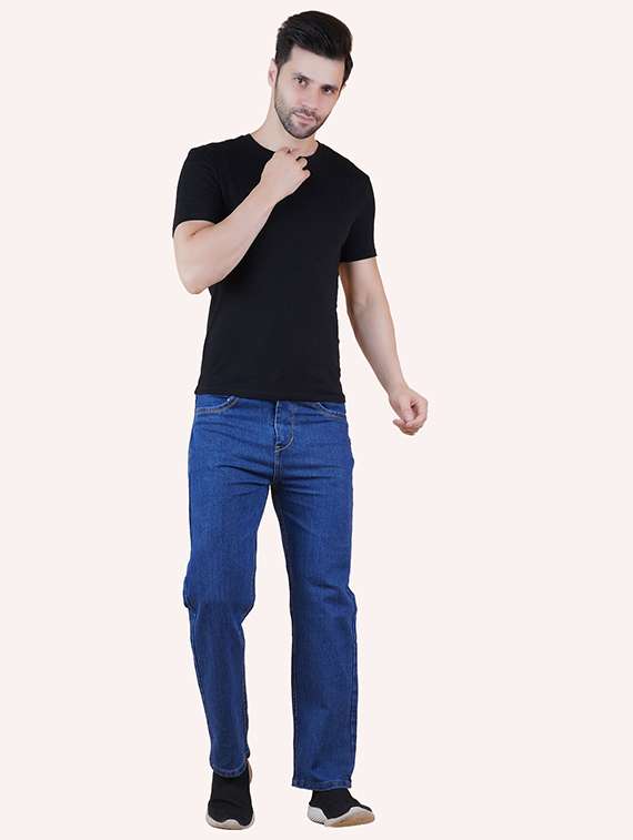 men plain mid rise relaxed fit jeans - 22241140 -  Standard Image - 2