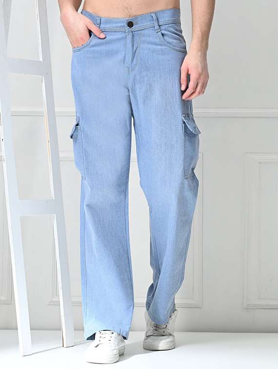 men solid mid rise relaxed fit cargo