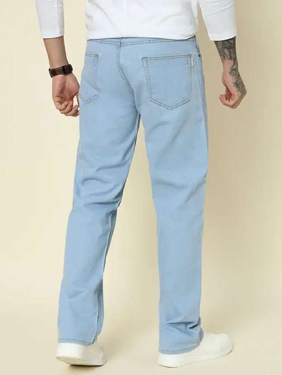 men plain mid rise straight fit jeans - 22241191 -  Standard Image - 2