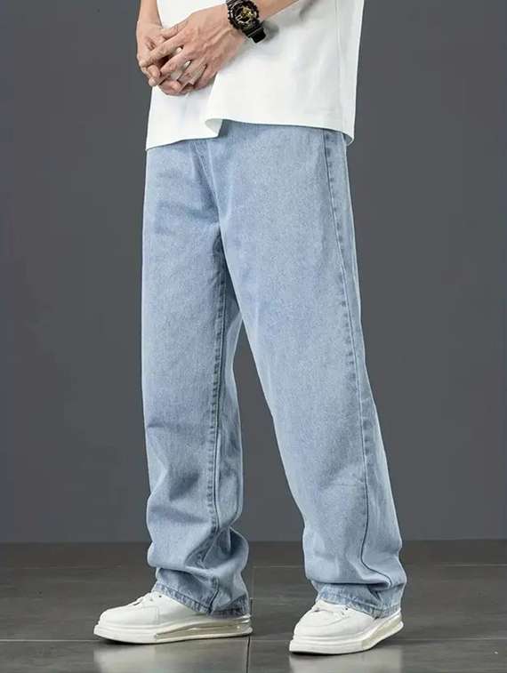 men plain mid rise baggy jeans - 22241192 -  Standard Image - 2