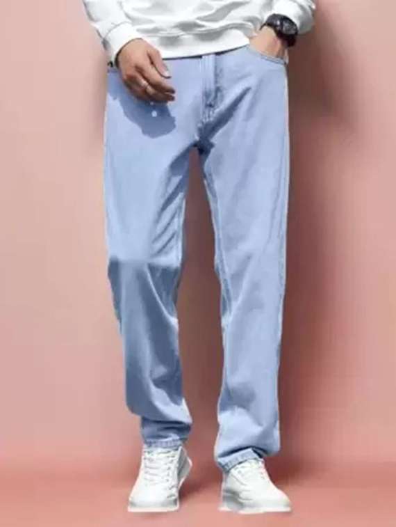 men plain mid rise relaxed fit jeans