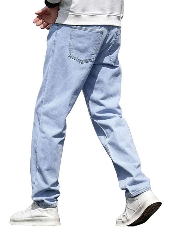 men plain mid rise relaxed fit jeans - 22241200 -  Standard Image - 2