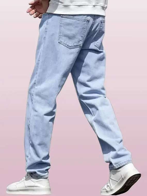 men plain mid rise relaxed fit jeans - 22241212 -  Standard Image - 2