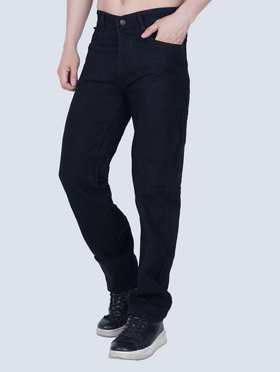 men plain mid rise relaxed fit jeans