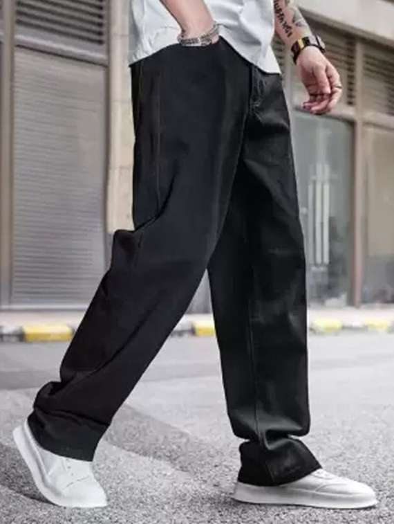 men plain mid rise baggy jeans - 22241348 -  Standard Image - 2