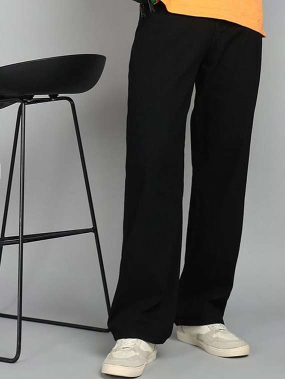 men plain mid rise relaxed fit jeans