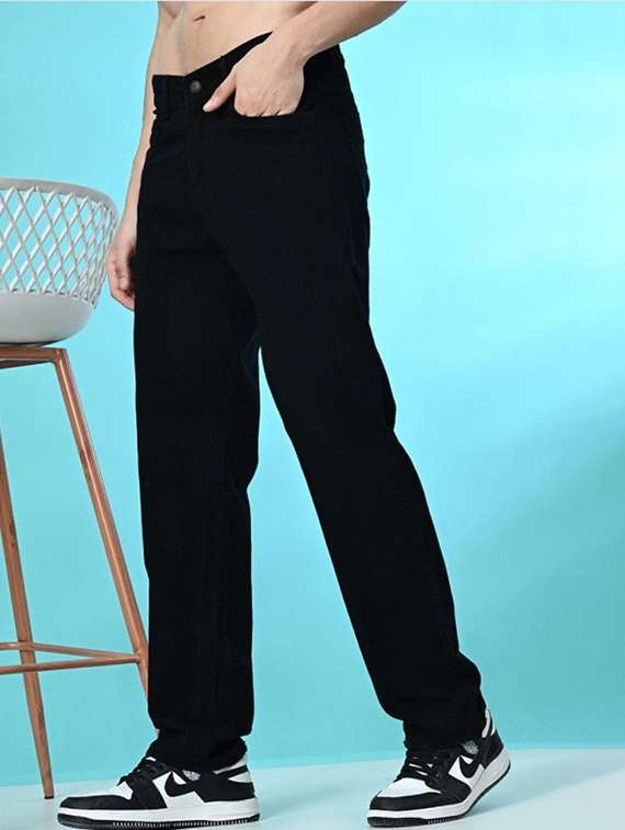 men plain mid rise relaxed fit jeans