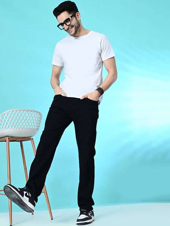 men plain mid rise relaxed fit jeans - 22241354 -  Standard Image - 2