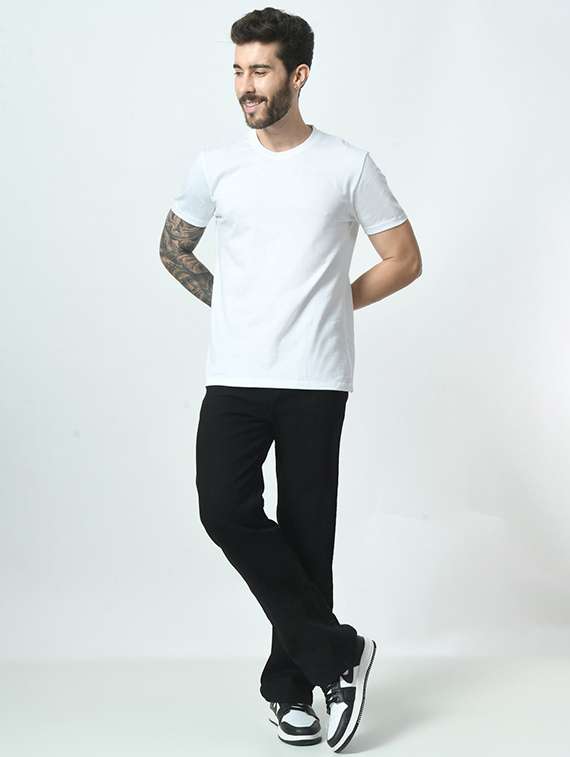 men plain mid rise bootcut jeans - 22241359 -  Standard Image - 2