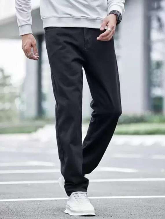 men plain mid rise relaxed fit jeans