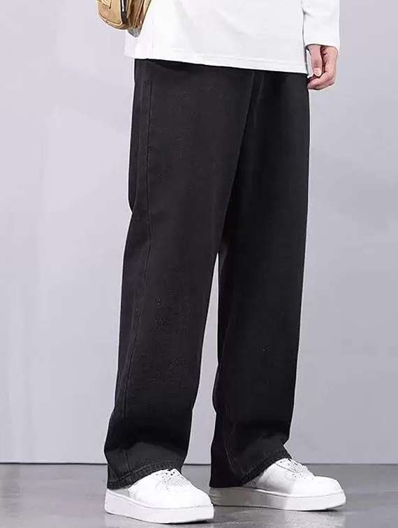 men plain mid rise baggy jeans