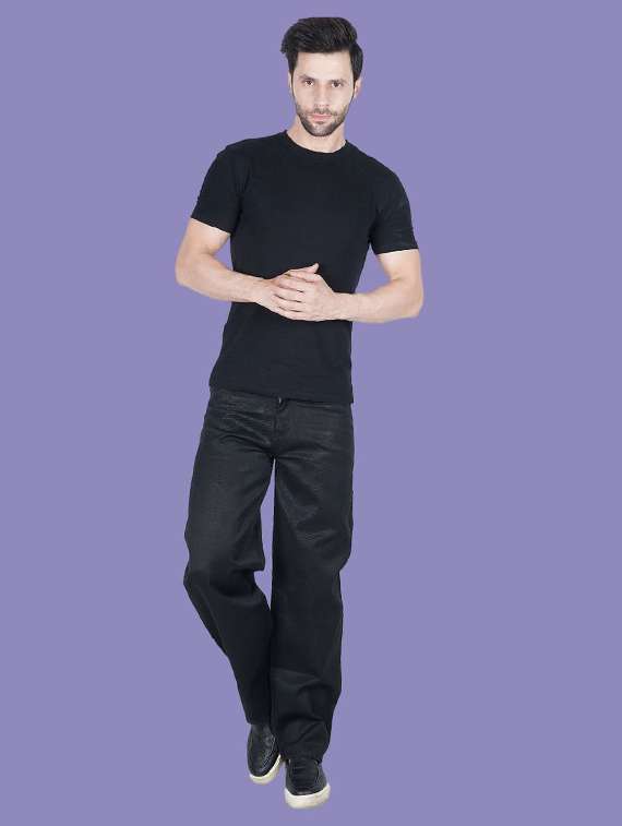 men plain mid rise relaxed fit jeans - 22241377 -  Standard Image - 2