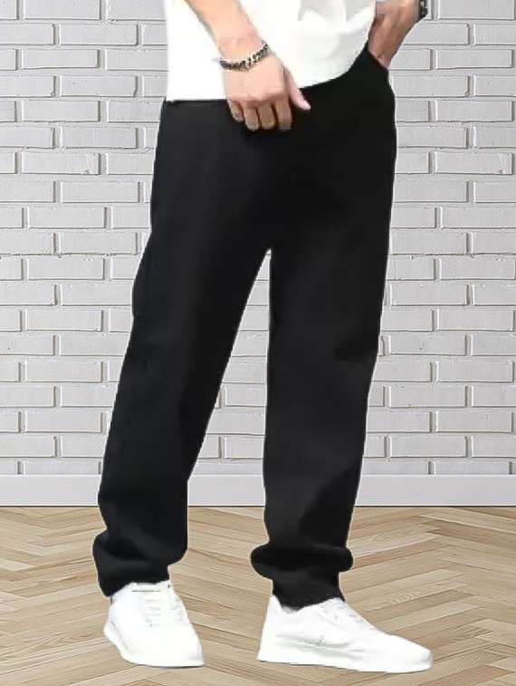 men plain mid rise relaxed fit jeans