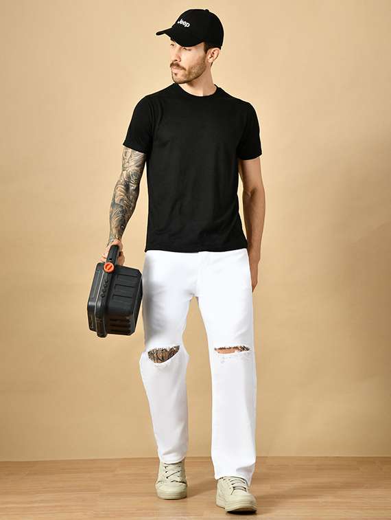 men slash knee mid rise relaxed fit jeans - 22241397 -  Standard Image - 2