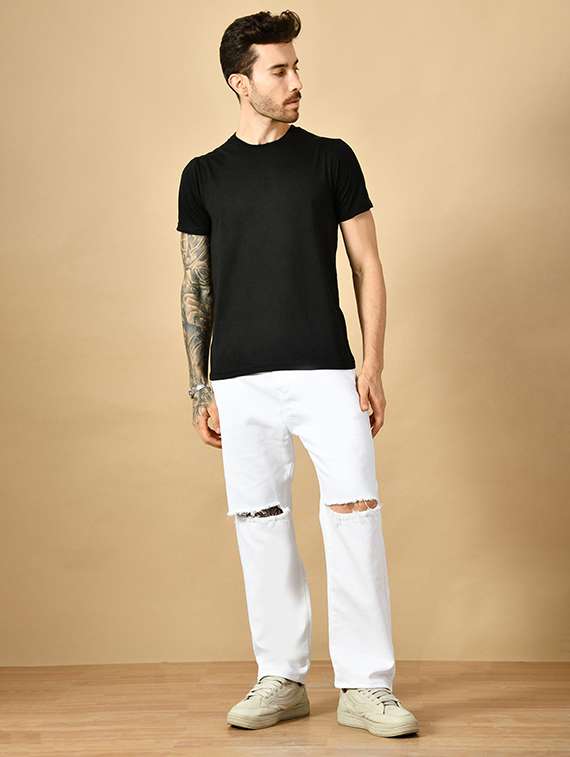 men slash knee mid rise relaxed fit jeans - 22241399 -  Standard Image - 2