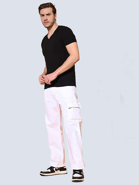 men solid mid rise relaxed fit cargo - 22241425 -  Standard Image - 2