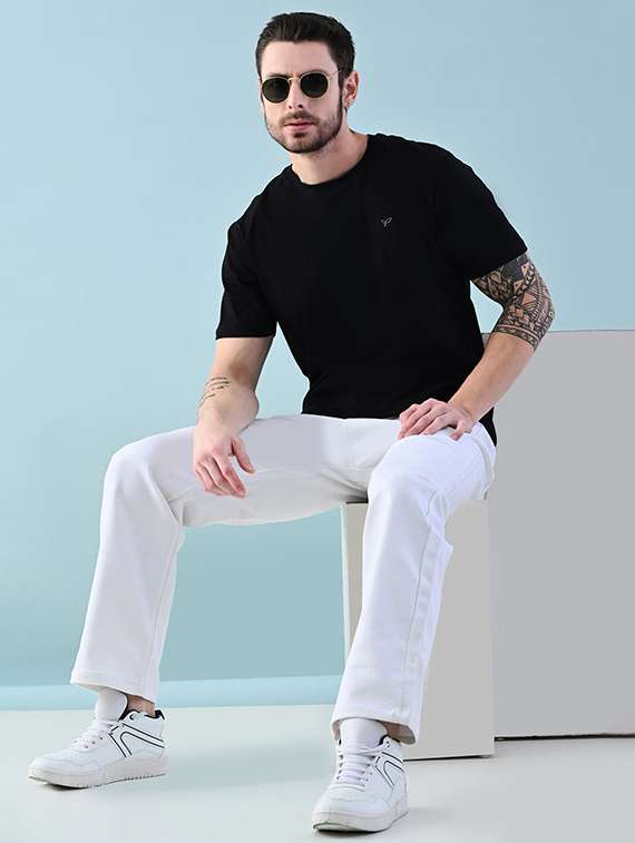 men plain mid rise straight fit jeans - 22241444 -  Standard Image - 2