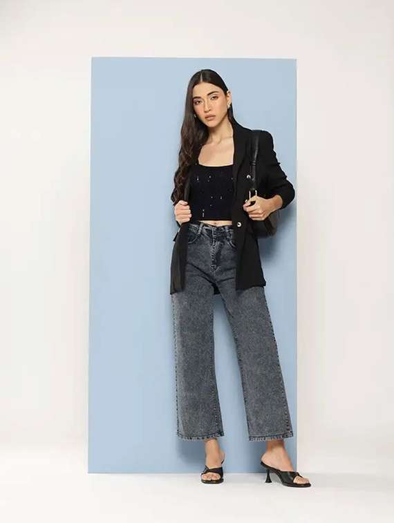 women solid mid rise straight fit jeans - 22241474 -  Standard Image - 2