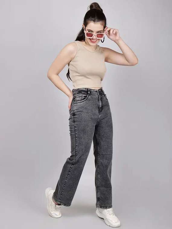 women solid mid rise straight fit jeans - 22241480 -  Standard Image - 2