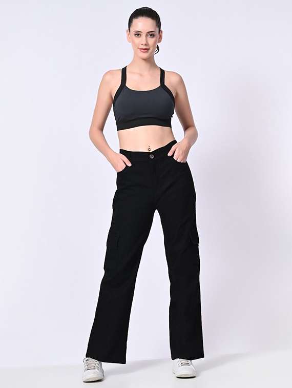 women solid mid rise denim cargo - 22241510 -  Standard Image - 2