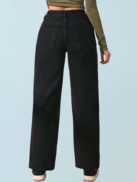 women solid high rise straight fit jean - 22241537 -  Standard Image - 2