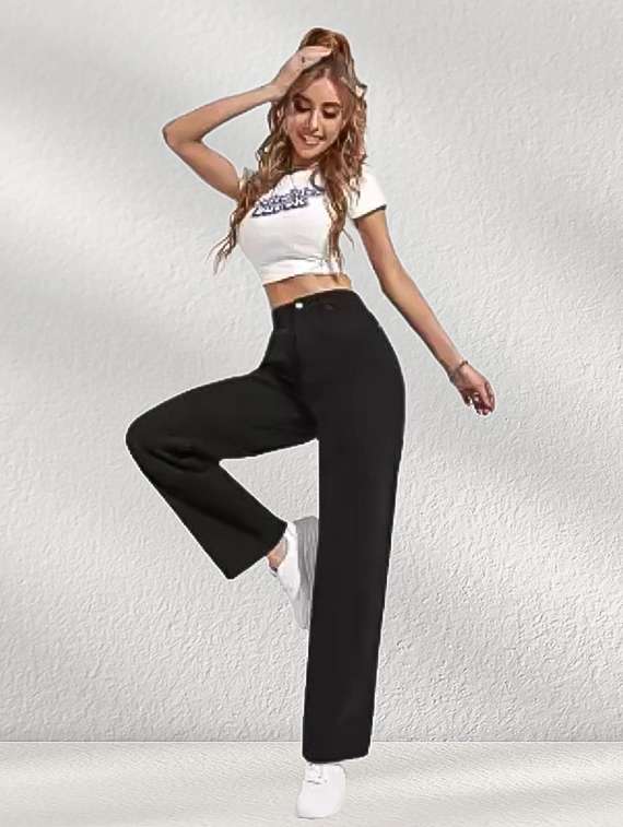 women solid high rise relaxed fit jeans - 22241560 -  Standard Image - 2