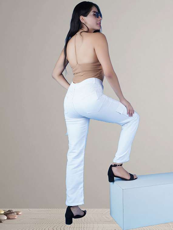 women solid mid rise denim cargo - 22241577 -  Standard Image - 2