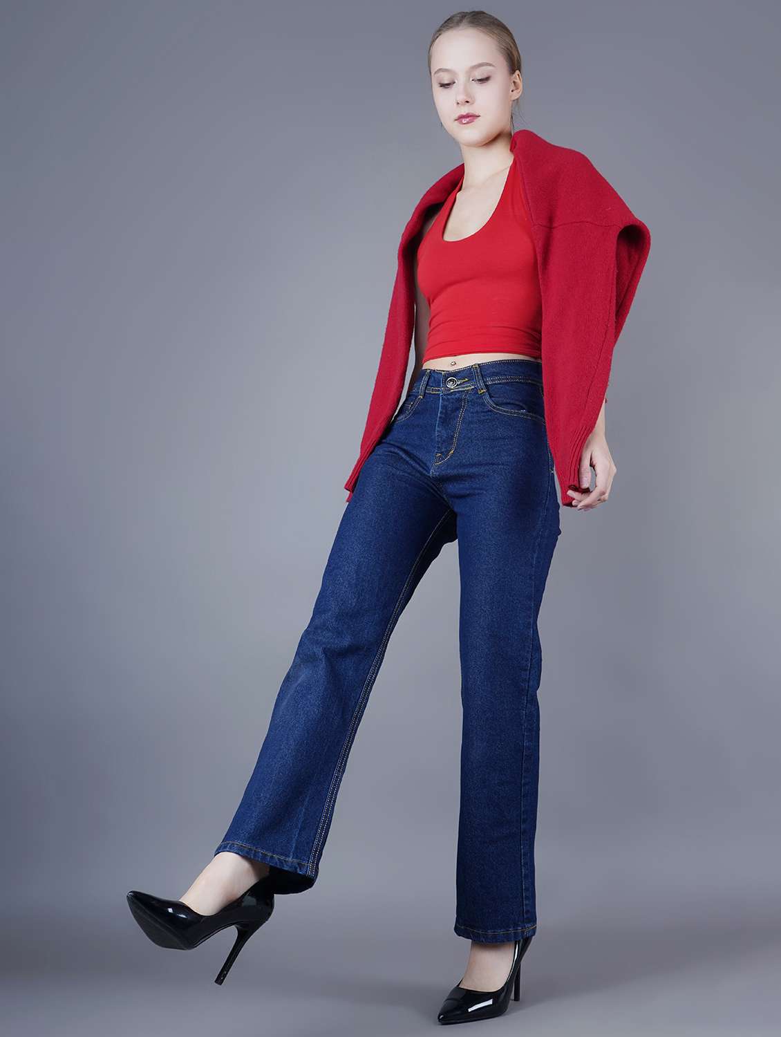 women solid mid rise denim cargo - 22241651 -  Standard Image - 2