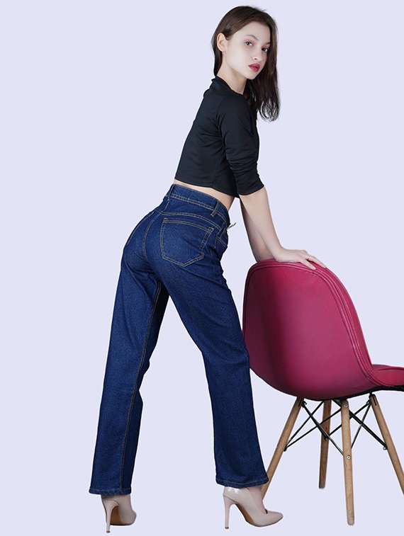 women solid high rise straight jean - 22241657 -  Standard Image - 2