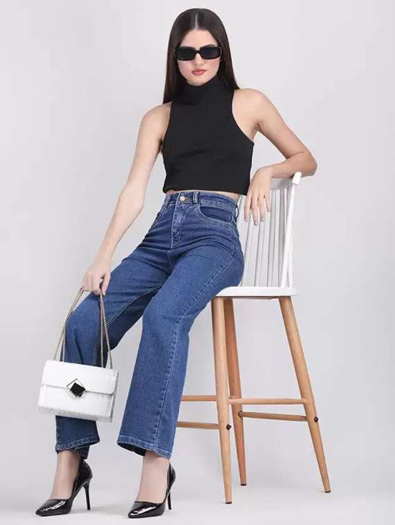 women solid mid rise bootcut jean - 22241667 -  Standard Image - 2