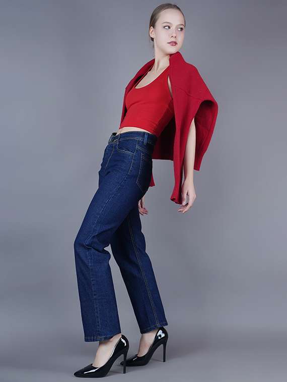 women solid mid rise straight fit jeans - 22241671 -  Standard Image - 2