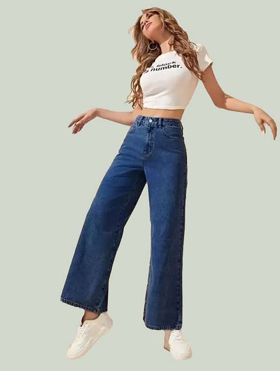 women solid high rise wide leg jean - 22241685 -  Standard Image - 2