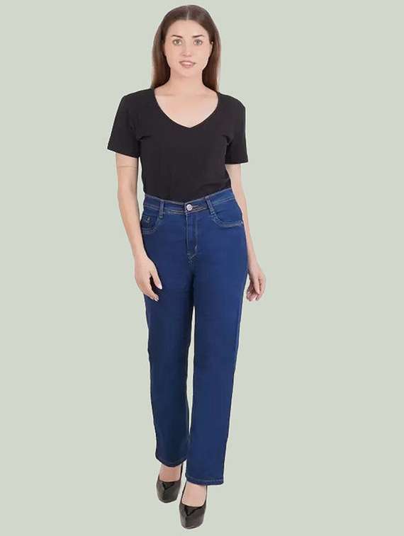 women solid high rise straight fit jean - 22241692 -  Standard Image - 2