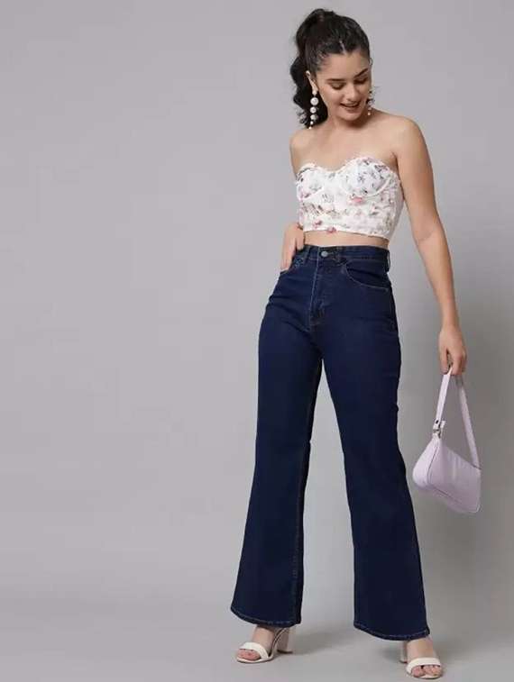 women solid high rise bootcut jeans - 22241717 -  Standard Image - 2