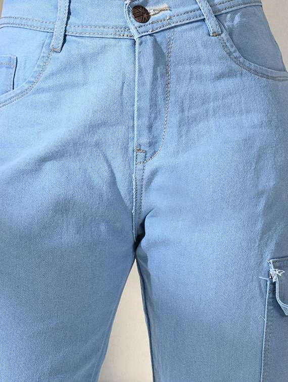 women solid high rise denim cargo - 22241731 -  Standard Image - 2