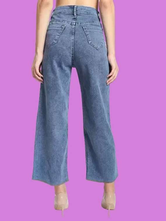 women solid high rise wide leg jean - 22241757 -  Standard Image - 2