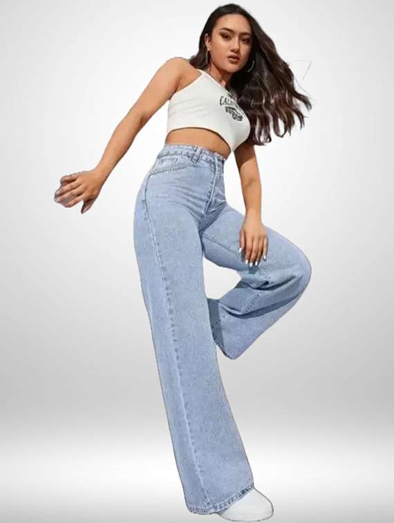 women solid high rise baggy jean - 22241758 -  Standard Image - 2