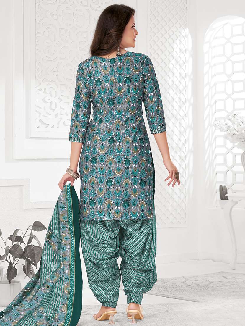 women printed three quarter sleeve kurta patiala with dupatta set - 22241970 -  Standard Image - 2