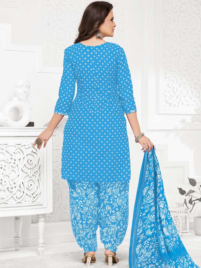 women printed three quarter sleeve kurta patiala with dupatta set - 22241973 -  Standard Image - 2