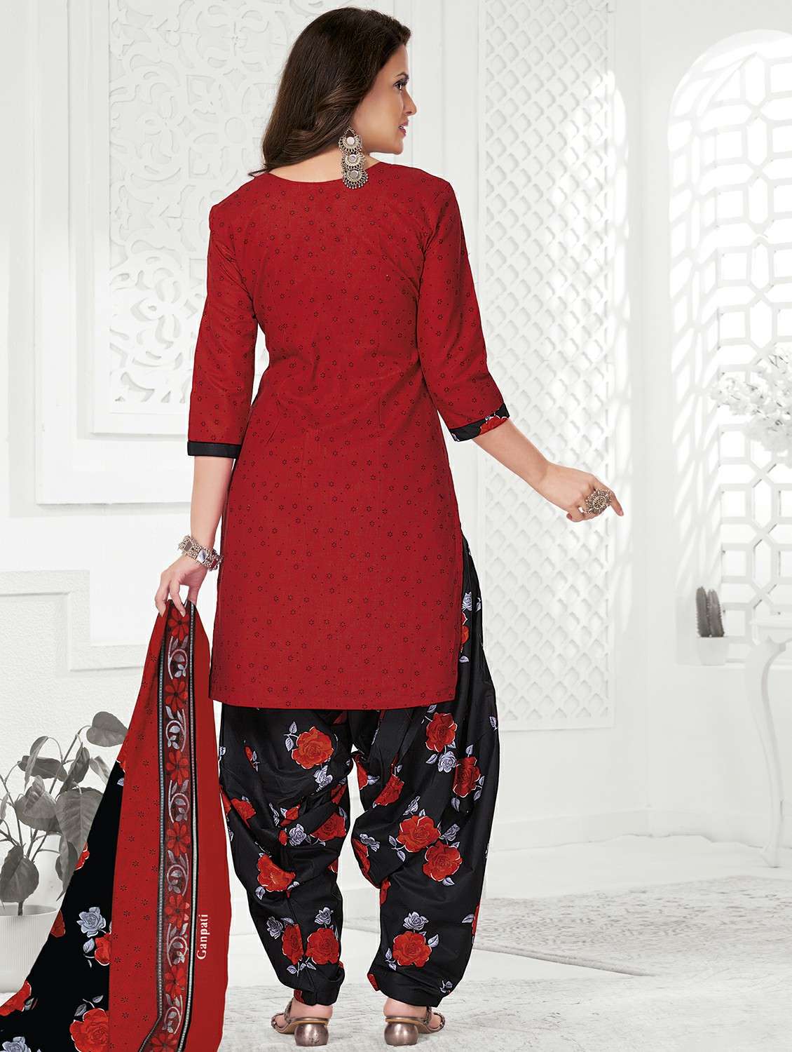 women printed three quarter sleeve kurta patiala with dupatta set - 22241993 -  Standard Image - 2
