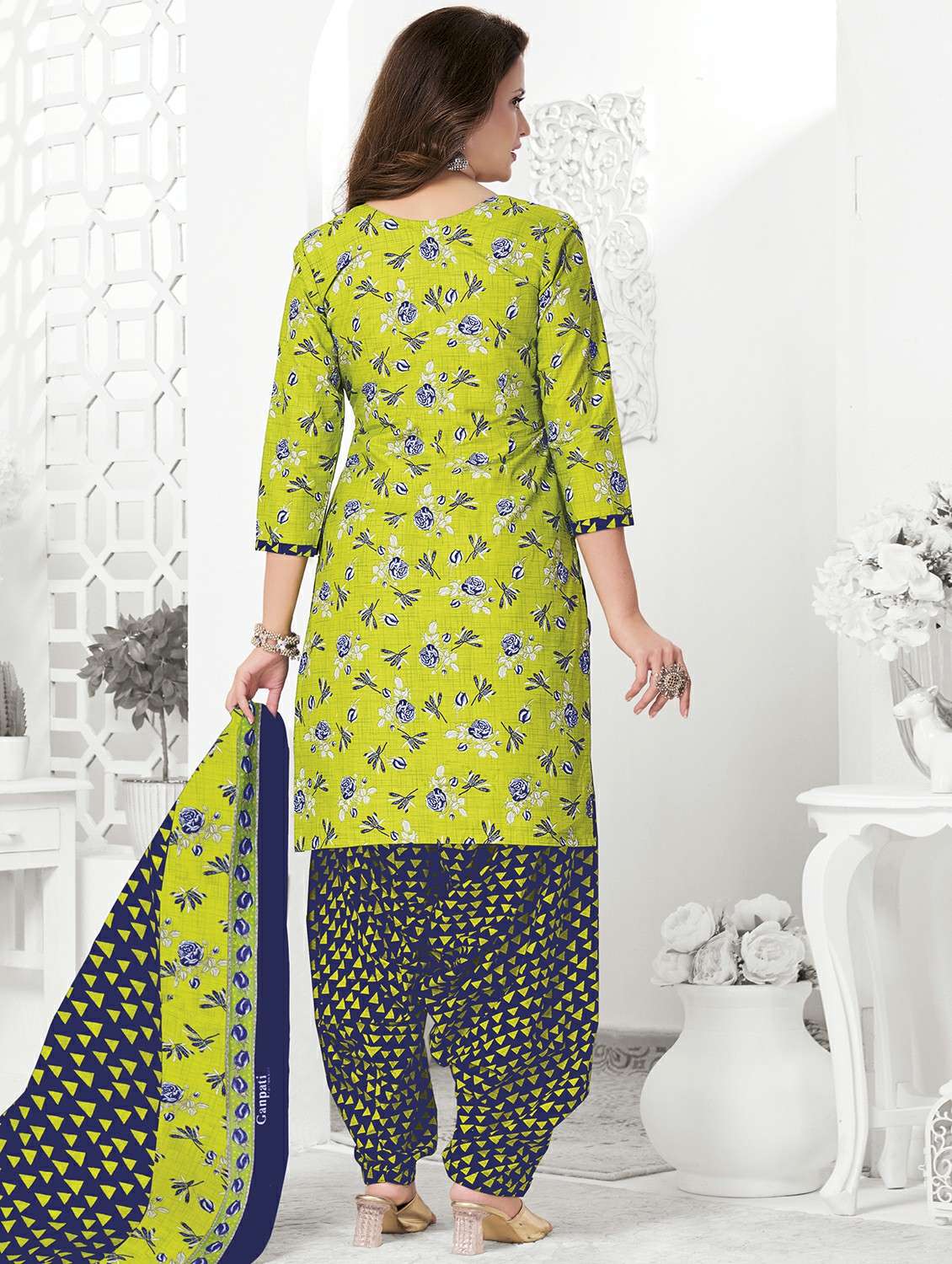 women floral three quarter sleeve kurta patiala with dupatta set - 22241994 -  Standard Image - 2