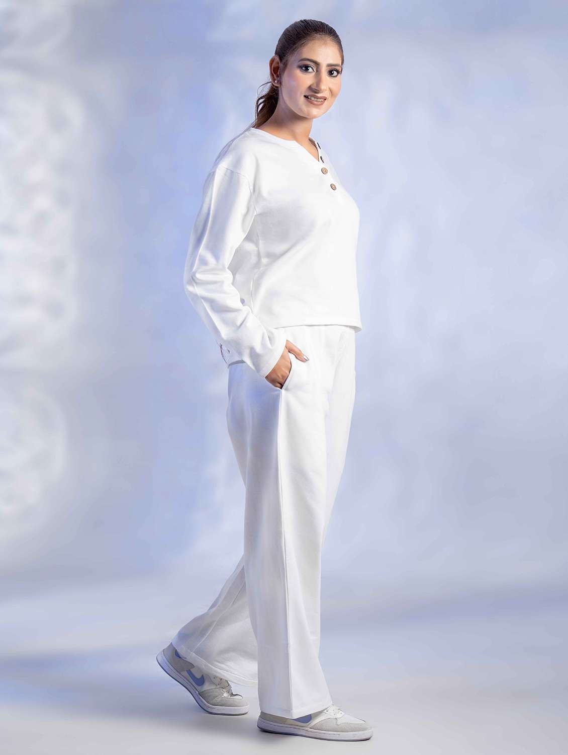 women solid long sleeve winter wear co-ord set - 22242057 -  Standard Image - 2