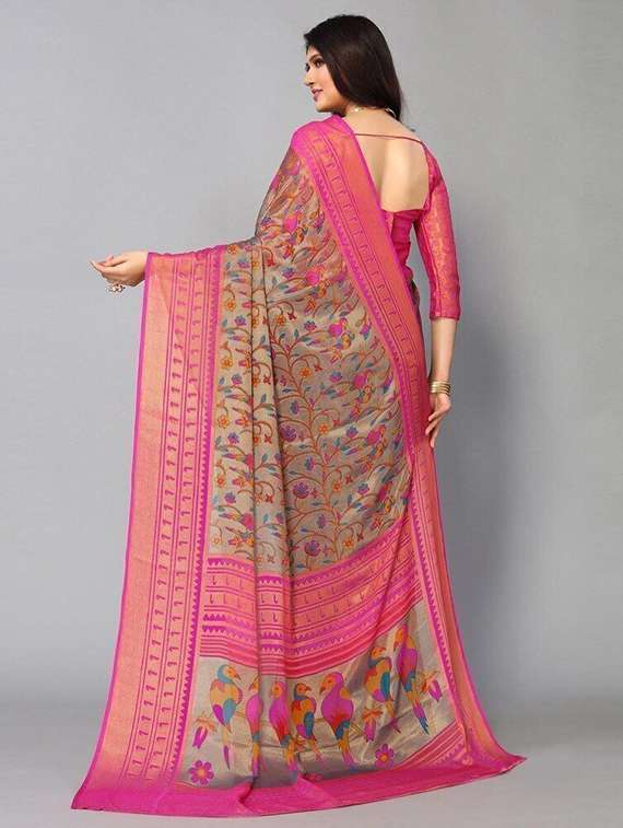 women printed casual wear saree with blouse - 22243481 -  Standard Image - 2