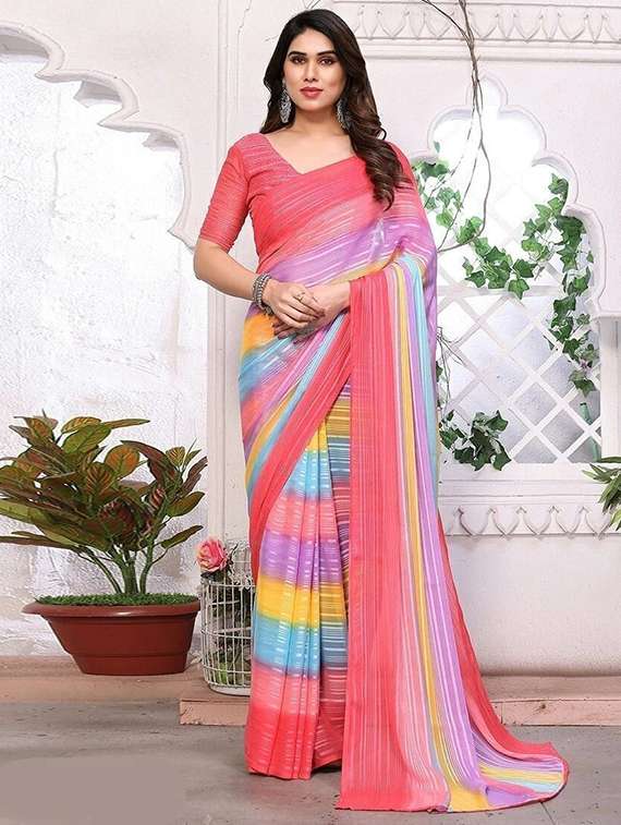 women printed casual wear saree with blouse