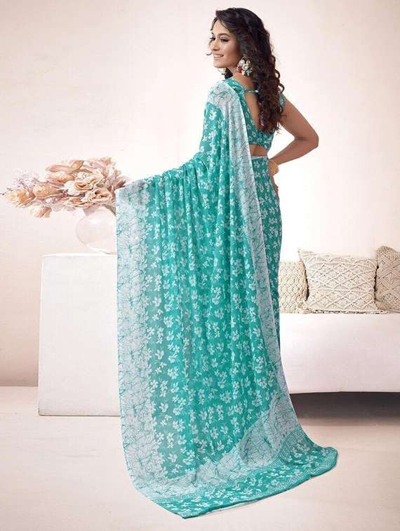women printed casual wear saree with blouse - 22243489 -  Standard Image - 2