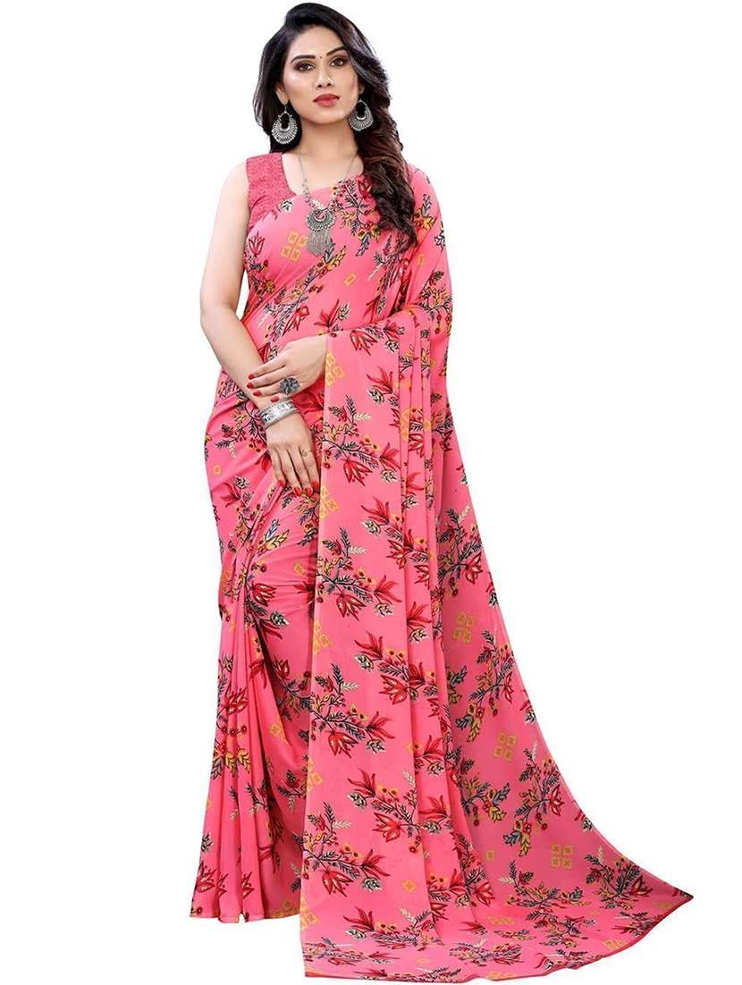 women floral printed saree with blouse