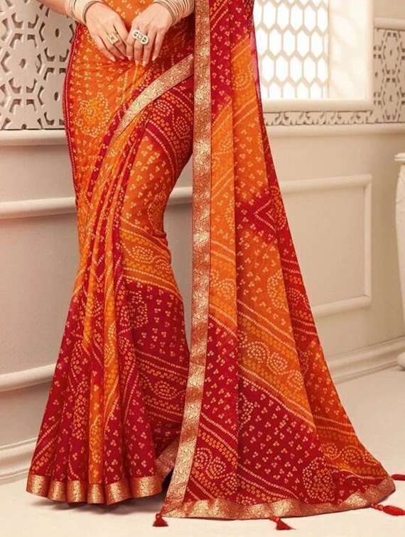 women bandhani printed saree with blouse - 22243508 -  Standard Image - 2