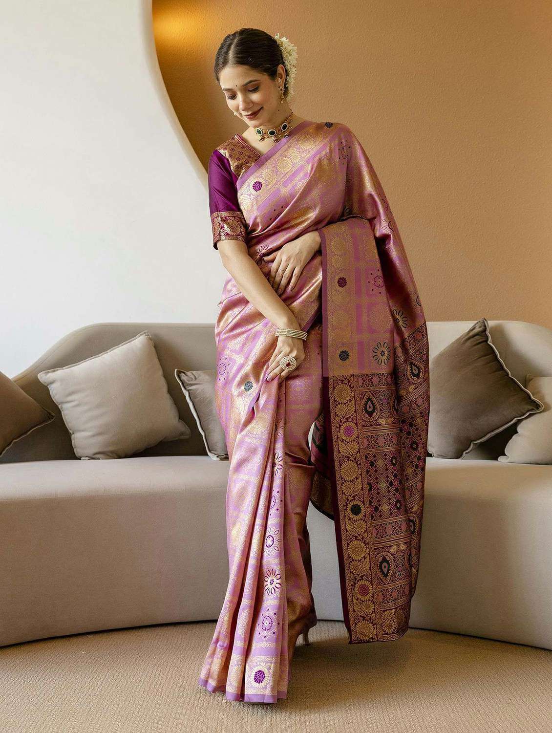 women self design banarasi saree with blouse - 22243550 -  Standard Image - 2