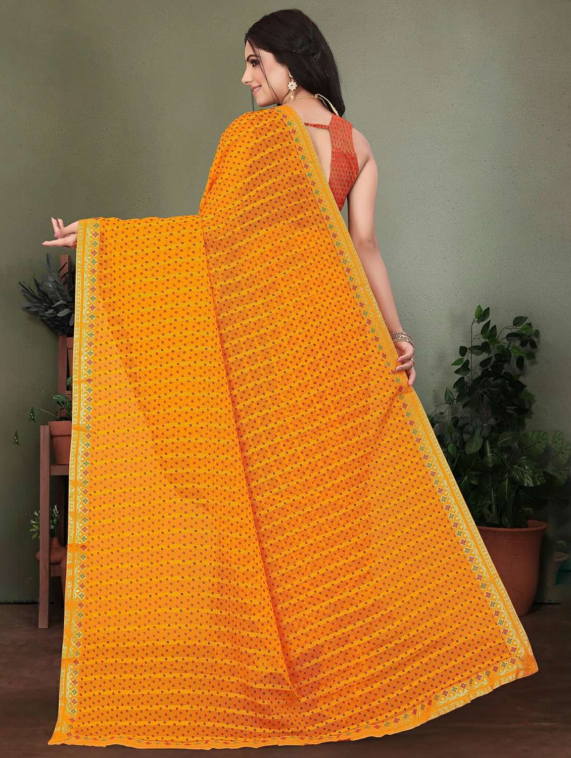 women bandhani printed saree with blouse - 22243567 -  Standard Image - 2