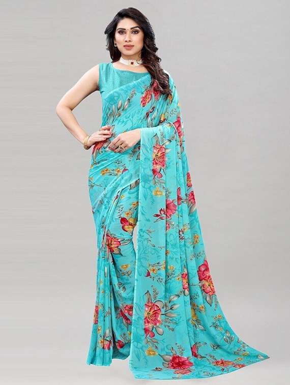 women floral printed saree with blouse